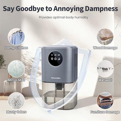 Dehumidifier - Intelligent Ultra - Silent Dehumidifier - Ultra-Quiet Portable Dehumidifier - For Drying Laundry - Dehumidifies Bedrooms, Bathrooms, Wardrobes, and Caravans - Black - Image 5