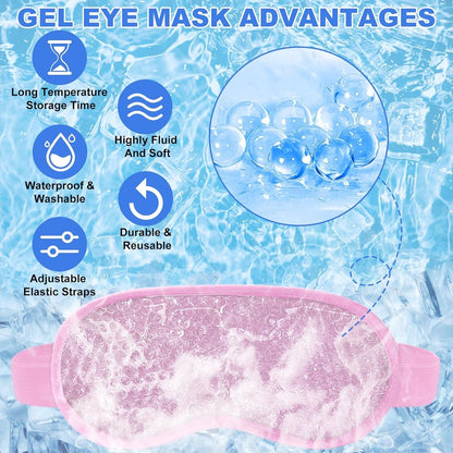 Cooling Eye Masks - Set of 2 - Sleep Eye Masks - Can be used hot or cold - Reusable hot and cold therapeutic gel beads - Relaxing - Gel - Pink - For anti-stress skincare - Image 3