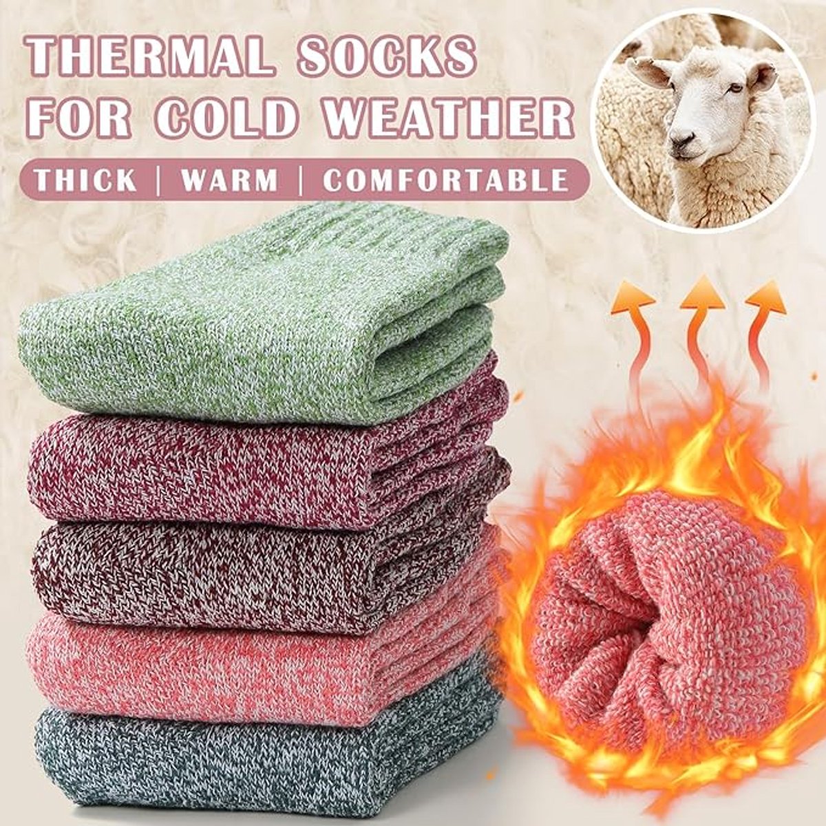 Socks - Indoor socks - Night socks - Warm winter socks - Warm women's socks - Thick - Winter - Women - Girls - Home - Night - Christmas gifts - Image 4