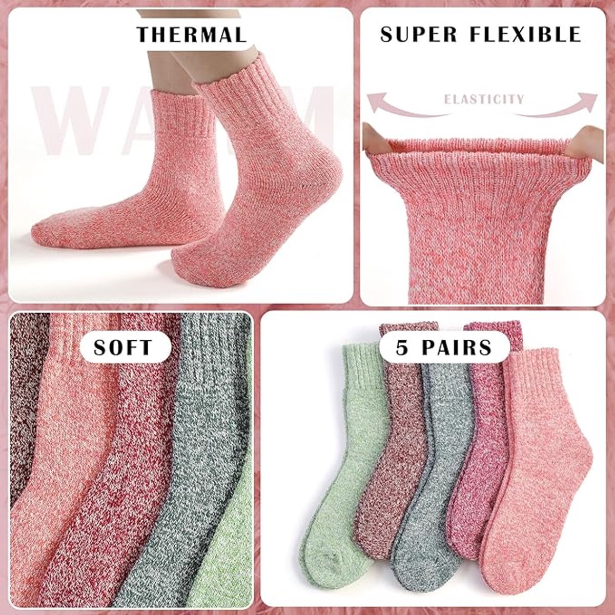 Socks - Indoor socks - Night socks - Warm winter socks - Warm women's socks - Thick - Winter - Women - Girls - Home - Night - Christmas gifts - Image 5