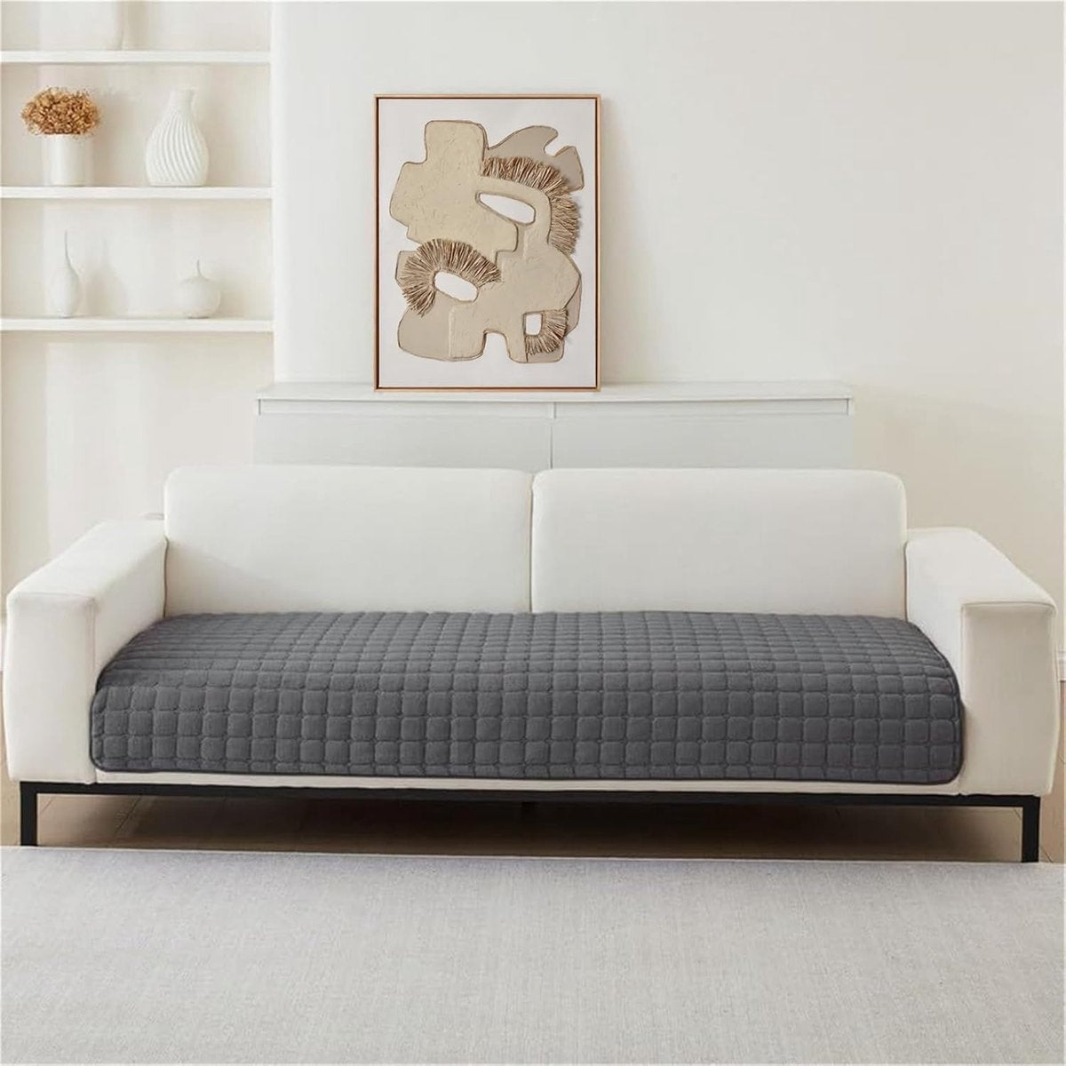 Sofa cover - Corner sofa cover - Flannel sofa cover - Winter - Winter sofa cover - Sofa cover - Corner sofa cover (1/2/3/4 seater) - L-shaped sofa cover - Grey - 90 x 90 cm - Image 5
