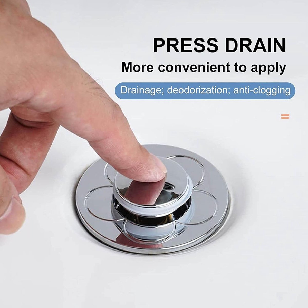 Pop-on sink drain plug - Drain stopper - Drain strainer - Hair catcher - Sink - Drain plugs - Sinks - Bathroom/Kitchen - Hair - Chrome - For 34-40 mm - Image 3