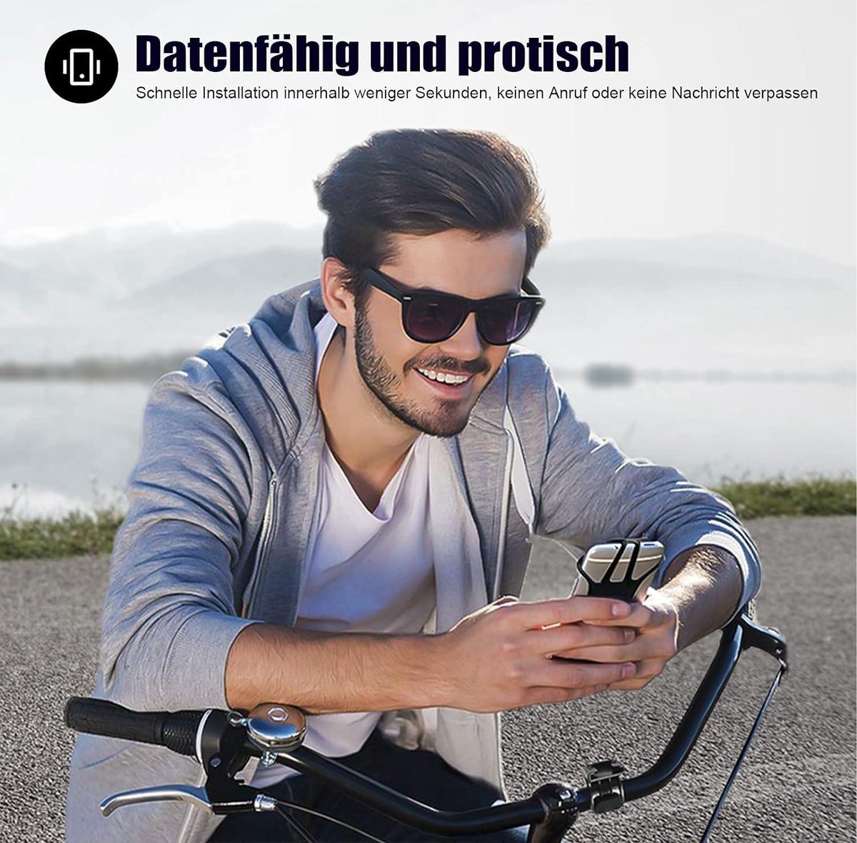 Universal bicycle phone mount, removable, 360-degree adjustable, for smartphones from 4.5 to 0 inches - Image 2