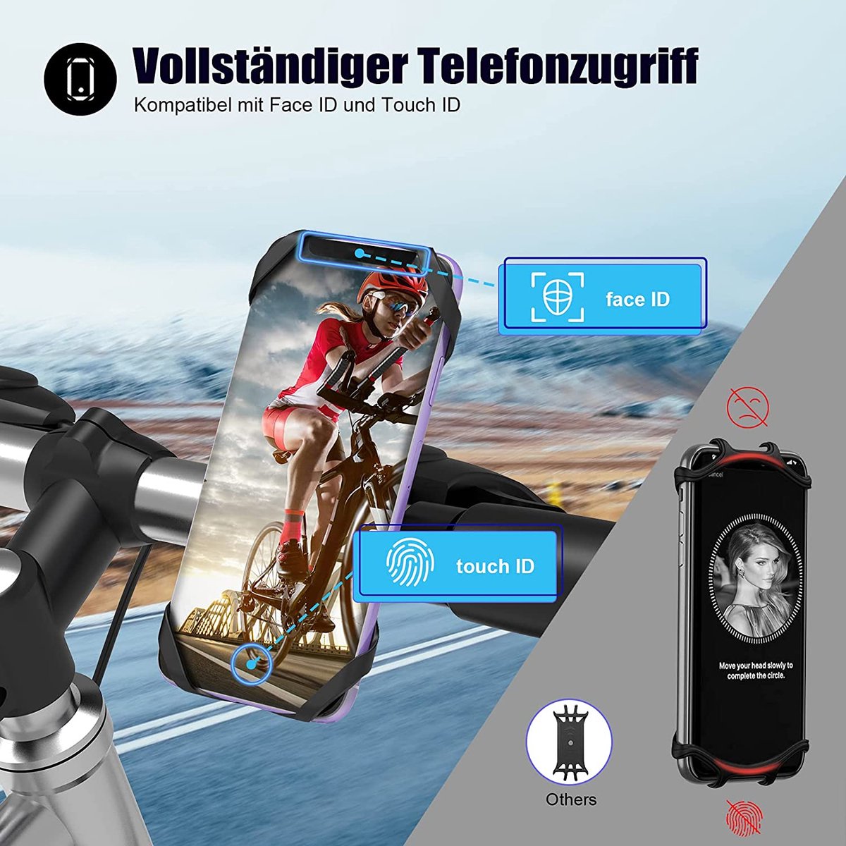 Universal bicycle phone mount, removable, 360-degree adjustable, for smartphones from 4.5 to 0 inches - Image 4