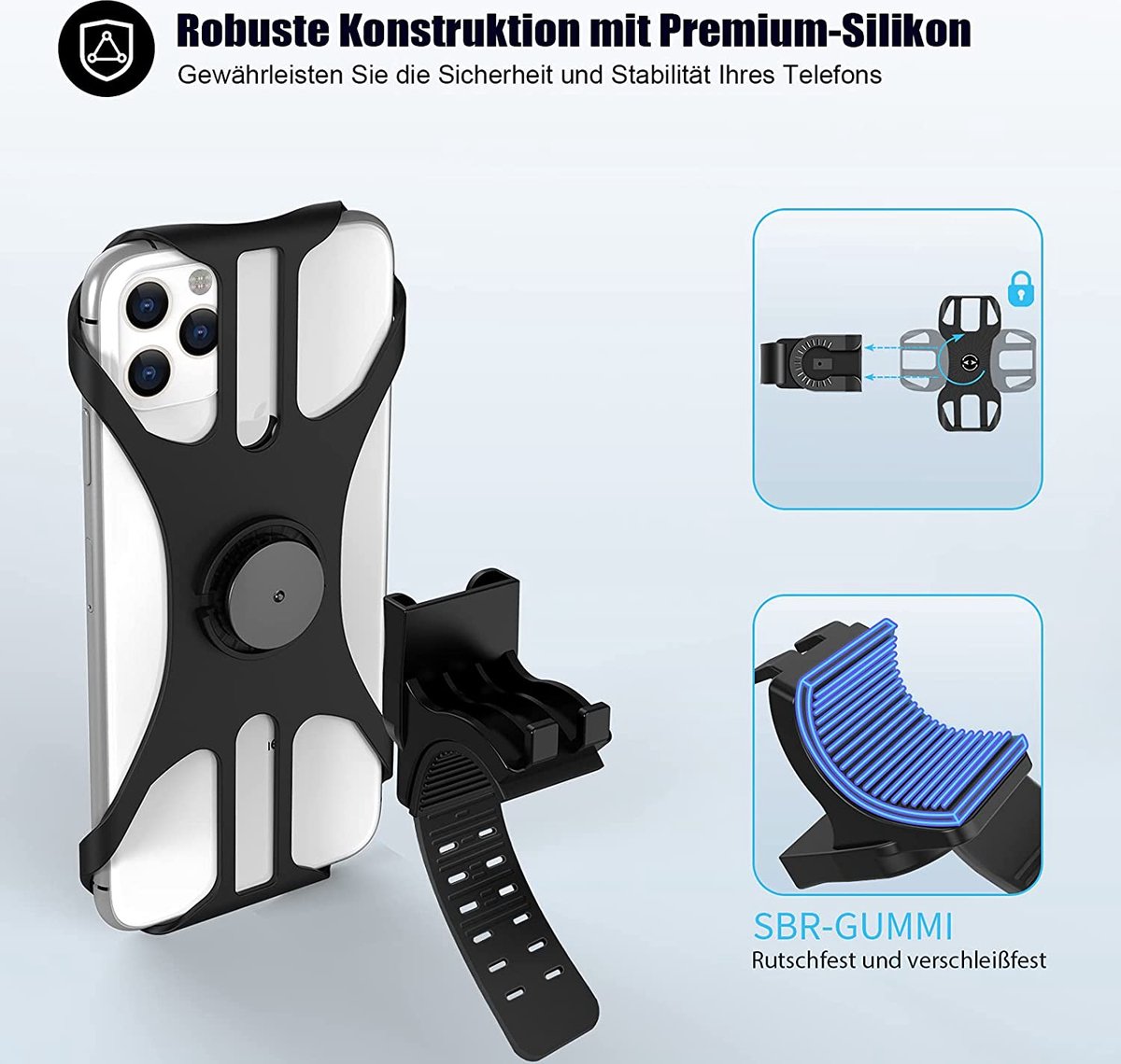 Universal bicycle phone mount, removable, 360-degree adjustable, for smartphones from 4.5 to 0 inches - Image 8