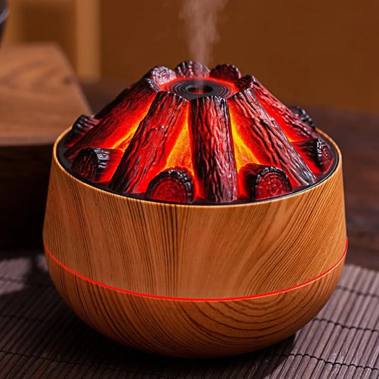Aromatherapy Air Humidifier - Flame Effect Aromatherapy Diffuser - 300ml - Bedroom Humidifier - Campfire Shape - Small Ultra-Quiet USB Portable Humidifier for Home and Office (Light Color) - Image 2