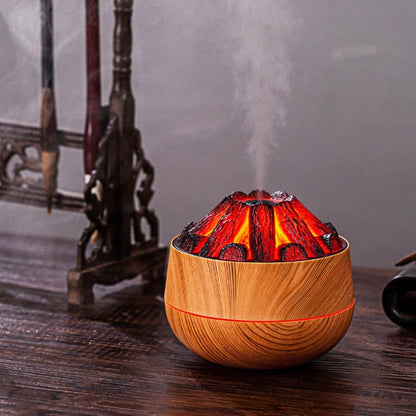 Aromatherapy Air Humidifier - Flame Effect Aromatherapy Diffuser - 300ml - Bedroom Humidifier - Campfire Shape - Small Ultra-Quiet USB Portable Humidifier for Home and Office (Light Color) - Image 3
