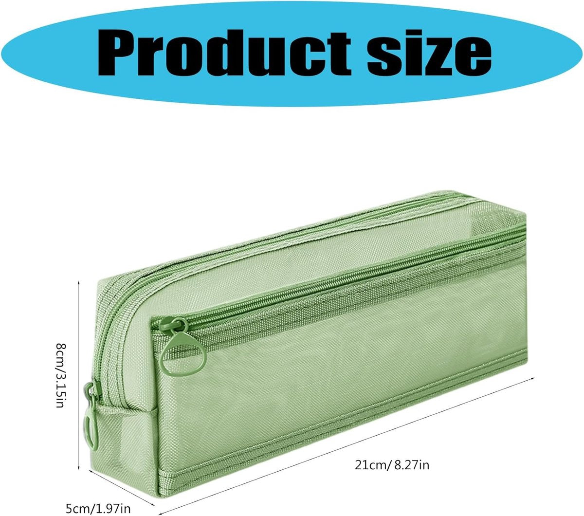 Double-layer mesh pencil case, large capacity pencil case, transparent pencil case for students, green - Image 5