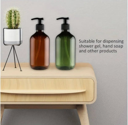 Set of 4 pump bottles 500 ML, green transparent plastic soap dispenser, refillable shampoo bottle. - Image 3