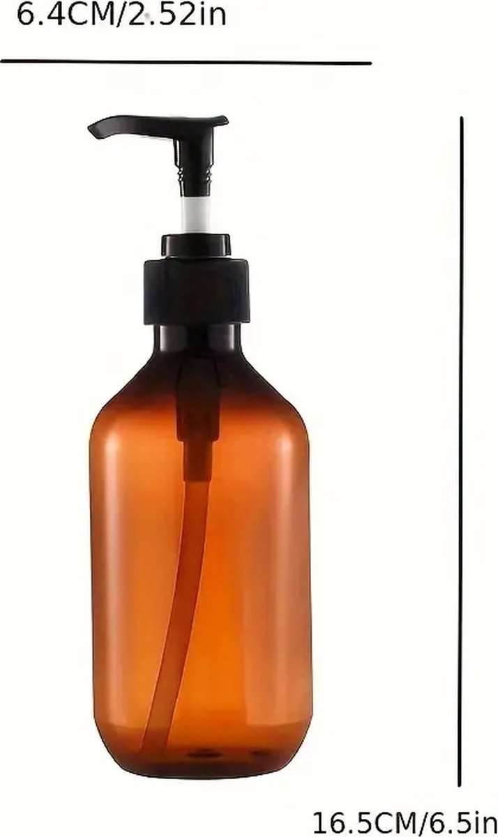 Set of 4 pump bottles 500 ML, transparent brown plastic soap dispenser, refillable shampoo bottle. - Image 2