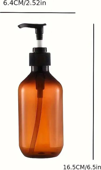 Set of 4 pump bottles 500 ML, transparent brown plastic soap dispenser, refillable shampoo bottle. - Image 2