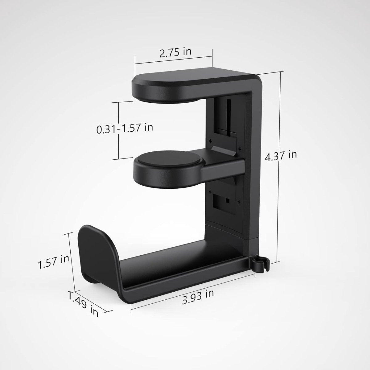 Headset Stand - Headset Holder - Rotating Headset Stand - Gaming Headset Stand - With 360-Degree Rotation and Cable Clip Organizer - Adjustable Clamp Mount Under Desk - Black - Image 3