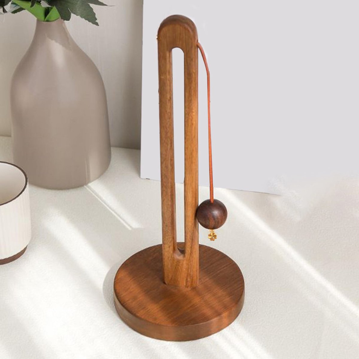Paper towel roll holder - Paper towel roll holder - Wooden paper towel roll holder - Farmhouse style freestanding kitchen organizer - Fits most paper towel rolls - Image 2