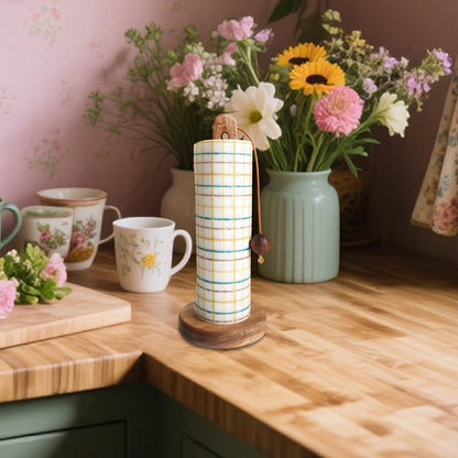 Paper towel roll holder - Paper towel roll holder - Wooden paper towel roll holder - Farmhouse style freestanding kitchen organizer - Fits most paper towel rolls - Image 3