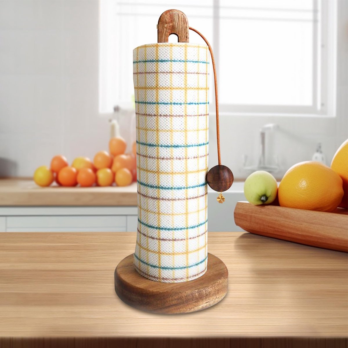Paper towel roll holder - Paper towel roll holder - Wooden paper towel roll holder - Farmhouse style freestanding kitchen organizer - Fits most paper towel rolls - Image 5