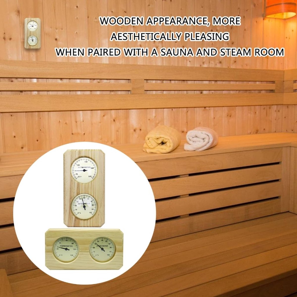 Indoor Thermometer - Indoor Thermometer - Thermometer - Weather Station - Hygrometer - Waterproof Wall-Mounted Thermometer and Hygrometer - Suitable for Indoor Bathroom, Sauna, Baby's Room - Image 5