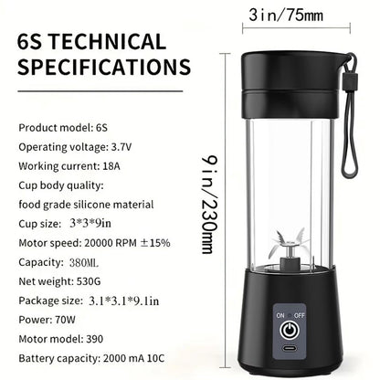 Blender - Mini blender - Smoothie maker - Rechargeable mini blender - Portable blender - Citrus press - Black - Image 2