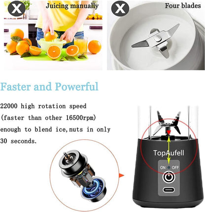 Blender - Mini blender - Smoothie maker - Rechargeable mini blender - Portable blender - Citrus press - Black - Image 6