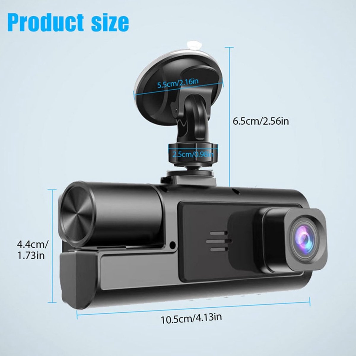 Dashcam - Dual lens 1080p - HD video recorder, wide viewing angle - Loop recording - For safety while driving, parking and traveling - Image 3