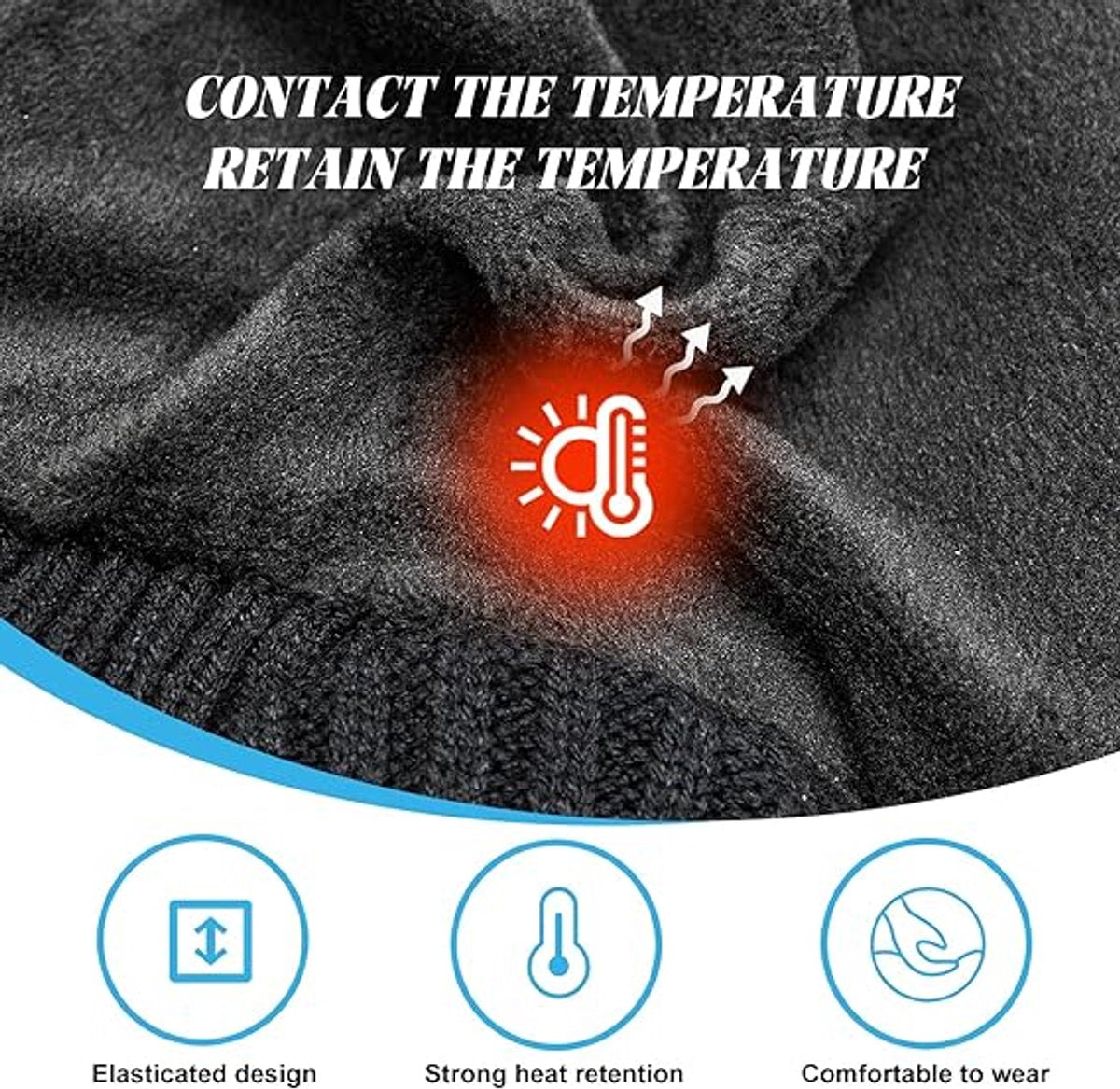 Beanie - Women's Beanie - Men's Beanie - Black Men's Beanie - Thick and Warm Knit Beanie - Unisex - Thermal Lining - With Ear Flaps - Ideal for Outdoor Activities - Camping - Sports - Gift Idea - Black - Image 5