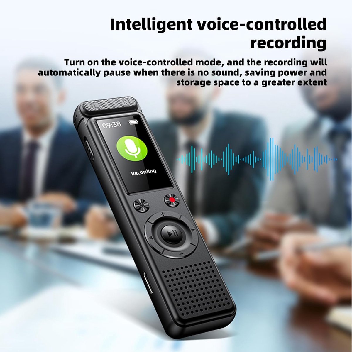 Voice Recorder - Dictaphone - Rechargeable - Portable - Clear Sound - Meetings, Interviews - 64 GB - Black - Image 6