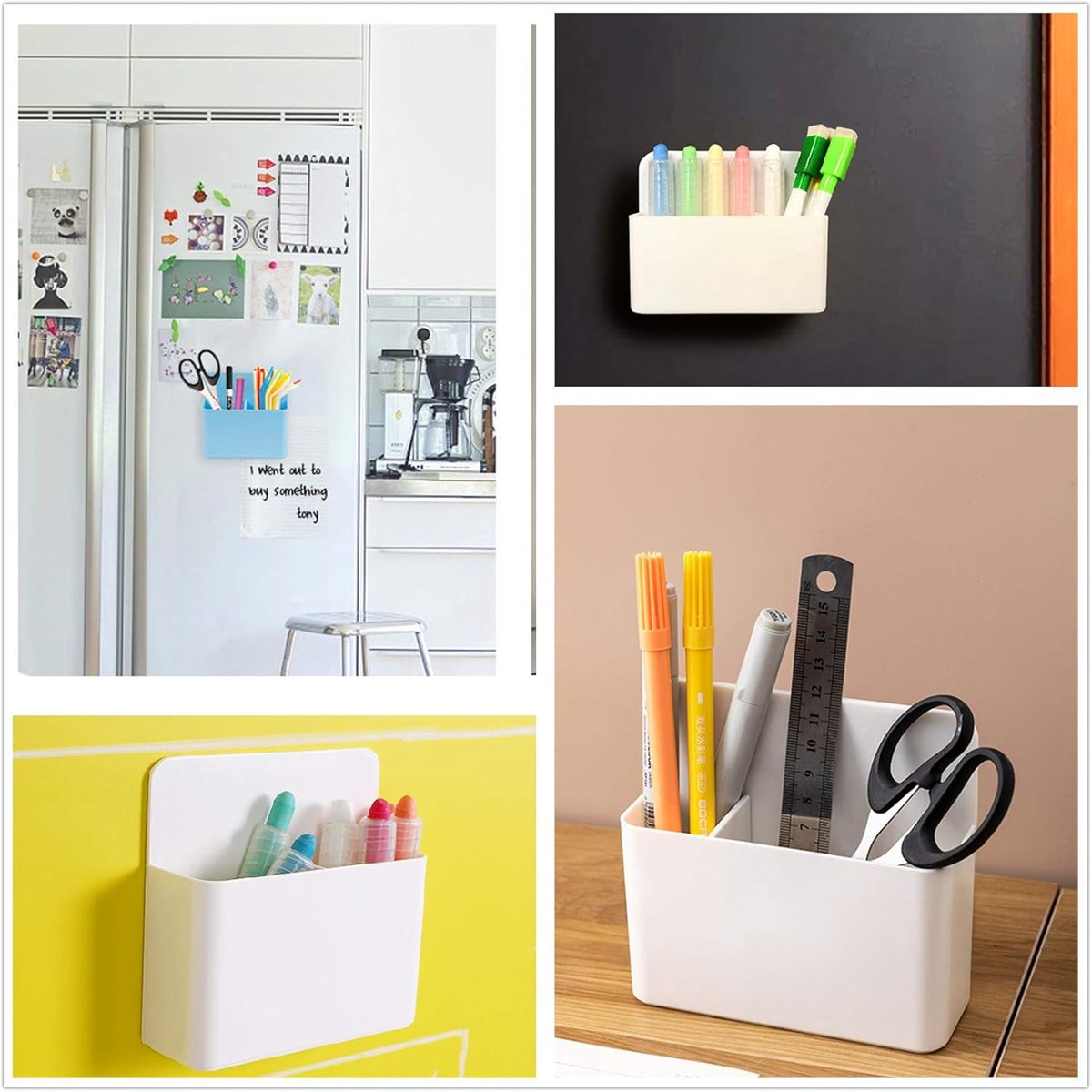 Pen holder - Pen holder - Magnetic whiteboard marker holder - Storage box - Storage box for cooler, school, home, office - Wit - Image 4