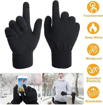 Winter Gloves - Men's Gloves - Warm Winter Gloves - Thick Unisex Gloves - Women's Gloves - Thermal Wool - Knitted Touchscreen Gloves - Perfect for Motorcycling - Outdoor Work - Sports - Christmas - Christmas Gift - Image 5