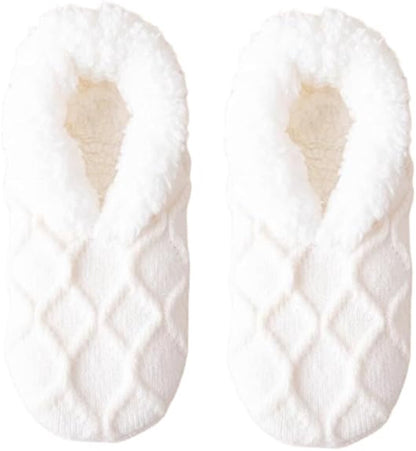 Socks - Warm socks - Indoor socks - Women's slipper socks - Warm winter socks - Fleece socks - Comfortable - Winter warmth - Ultra-comfortable women's indoor slippers - One size fits all - White
