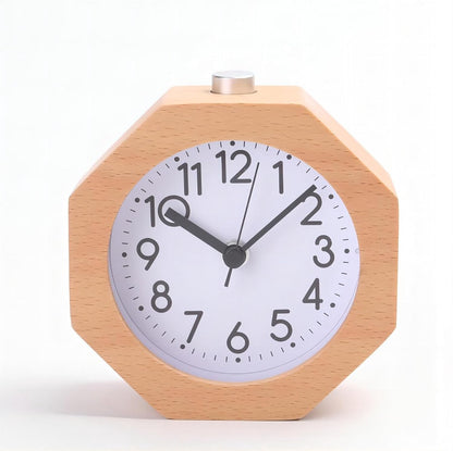 Wekker Wooden Alarm Clock, No Ticking, Silent, with Arabic Numerals, Backlit, Snooze Function, Battery Operated, for the Bedroom