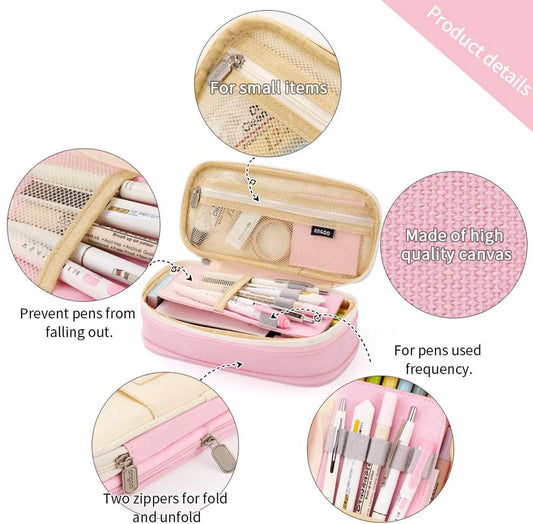 Pencil Case - Pencil Case - Pencil Case - Pencil Case - Pencil Case for Children and Adults - School Pencil Case for Boys and Girls - Pencil Case - Pink - Image 2