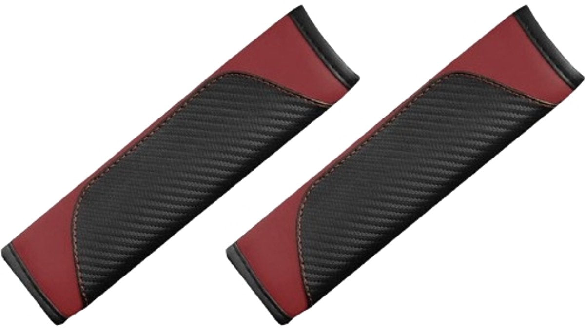 2 shoulder protectors for car seat belts - Seat belt protectors for children and adults - Universal soft seat belt protectors for car seat belts - (wine red)