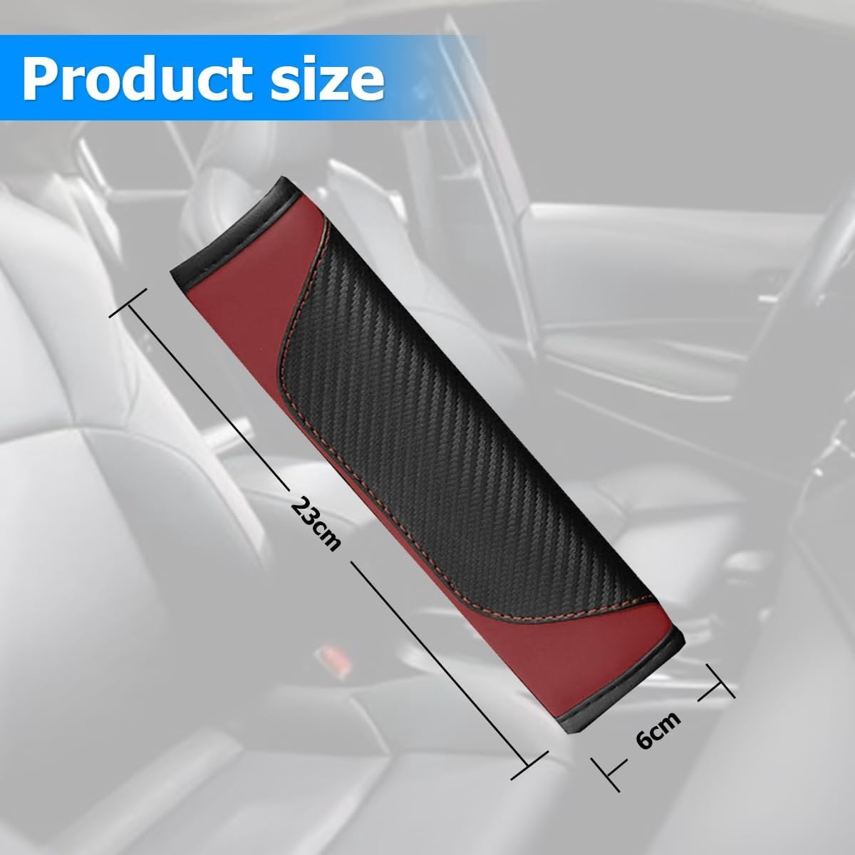 2 shoulder protectors for car seat belts - Seat belt protectors for children and adults - Universal soft seat belt protectors for car seat belts - (wine red) - Image 2