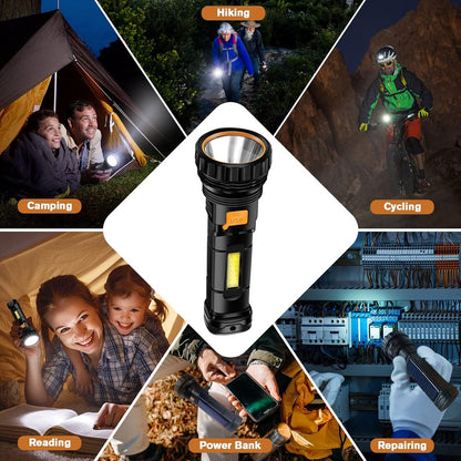 Solar Flashlight - Solar LED Flashlight - USB Rechargeable Solar Flashlight - Emergency Flashlight - 1200 mAh LED Flashlight with 3 Modes - Waterproof LED Flashlight Ideal for Outdoor Fishing Emergencies - Image 2