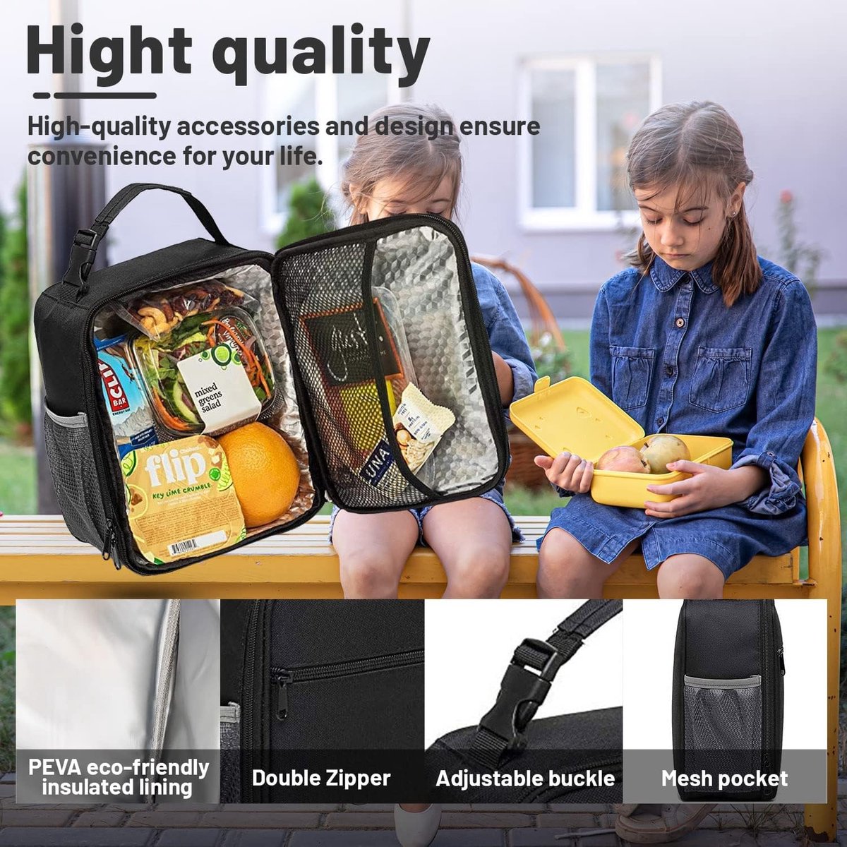 Lunch bag - Adult lunch bag - Insulated backpack - Picnic bag - Lunch bag for girls - 6.5L lunch box for boys - Insulated bag - Keeps food fresh - Office - school - picnic (black) - Image 2