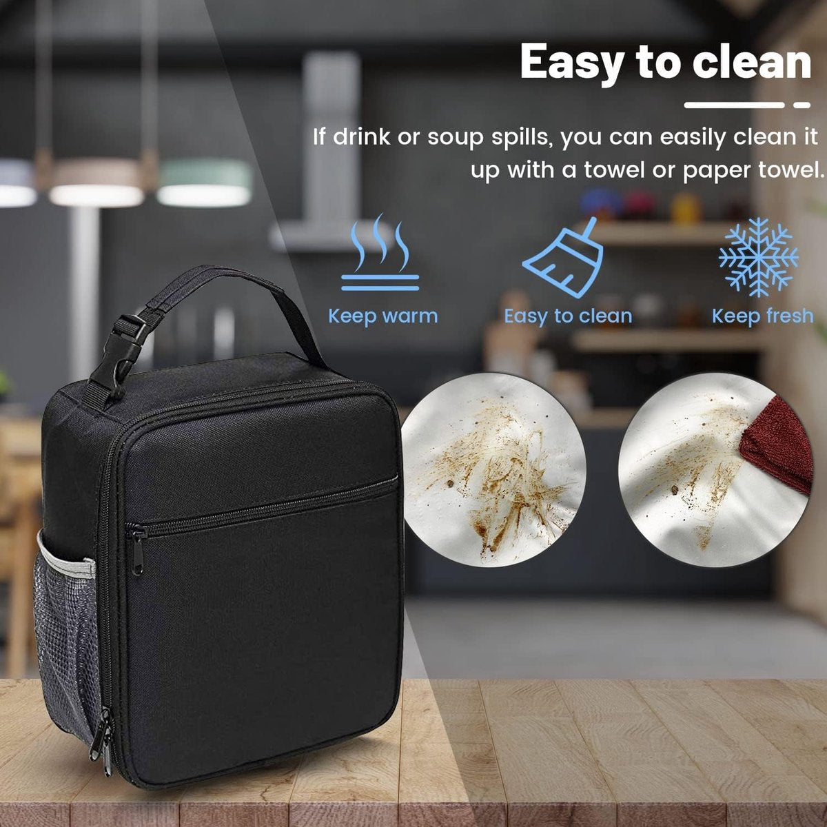 Lunch bag - Adult lunch bag - Insulated backpack - Picnic bag - Lunch bag for girls - 6.5L lunch box for boys - Insulated bag - Keeps food fresh - Office - school - picnic (black) - Image 3