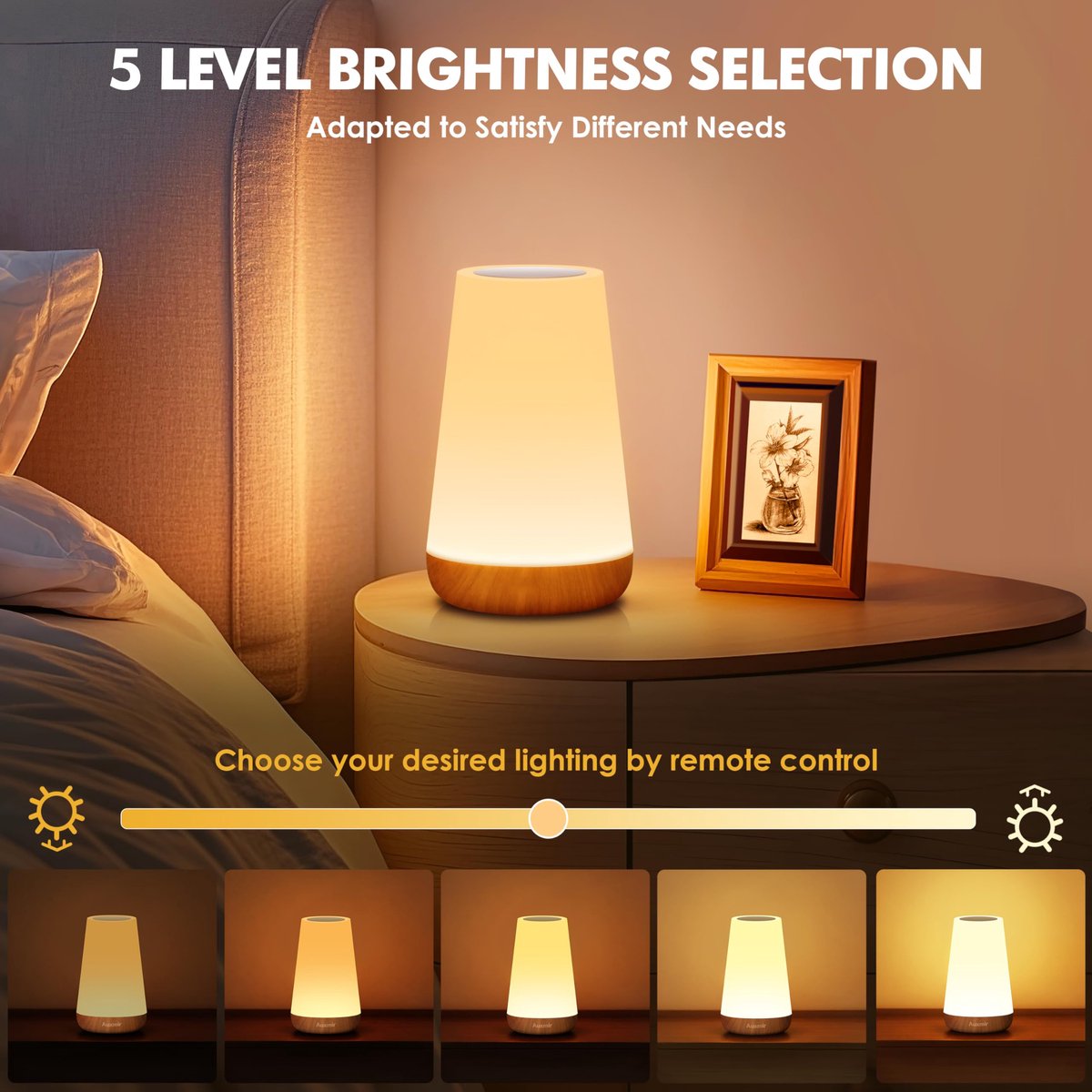 LED Table Lamp - Touch-Sensitive LED Bedside Lamp - Desk Lamp - Dimmable Remote Control with RGB Color Changing - USB Rechargeable - Portable Table Lamp - Bedroom, Living Room, Camping - Image 2