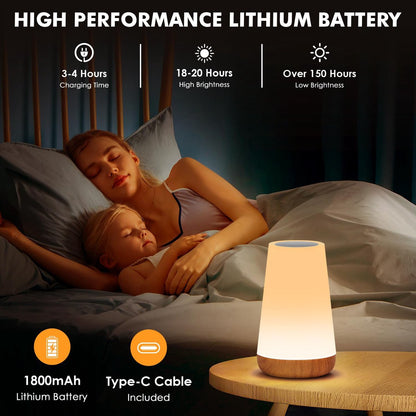 LED Table Lamp - Touch-Sensitive LED Bedside Lamp - Desk Lamp - Dimmable Remote Control with RGB Color Changing - USB Rechargeable - Portable Table Lamp - Bedroom, Living Room, Camping - Image 6