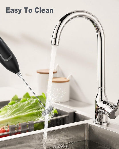 Milk Frother - Milk Frothers - Manual Milk Frother - Electric Milk Frother - Milk Frother with Stand - Functional Beverage Mixer with Stainless Steel Whisk and Stand - For Coffee/Cappuccino - Image 4