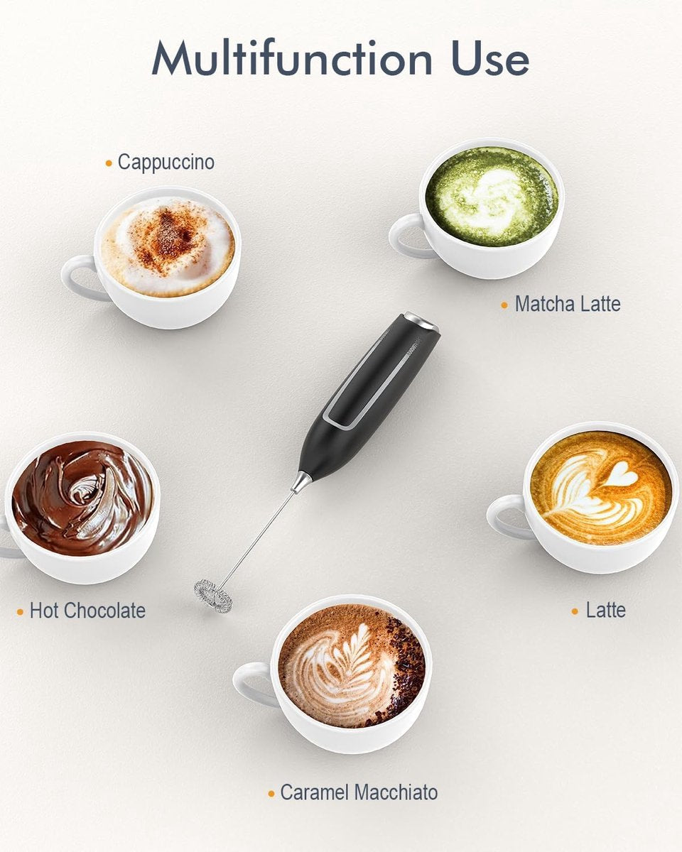 Milk Frother - Milk Frothers - Manual Milk Frother - Electric Milk Frother - Milk Frother with Stand - Functional Beverage Mixer with Stainless Steel Whisk and Stand - For Coffee/Cappuccino - Image 5