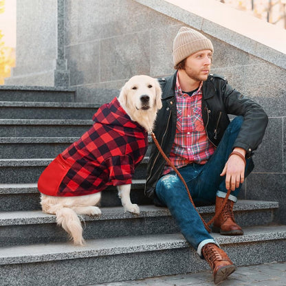 Dog Coat - Plaid Sweater - Warm Dog Coat - Zippered Pockets - Soft Brushed Fleece Hoodie - Winter Coat for Small Dogs - Perfect from Sizes S to 3XL - Warm Dog Clothes - Dog Outerwear - Image 3