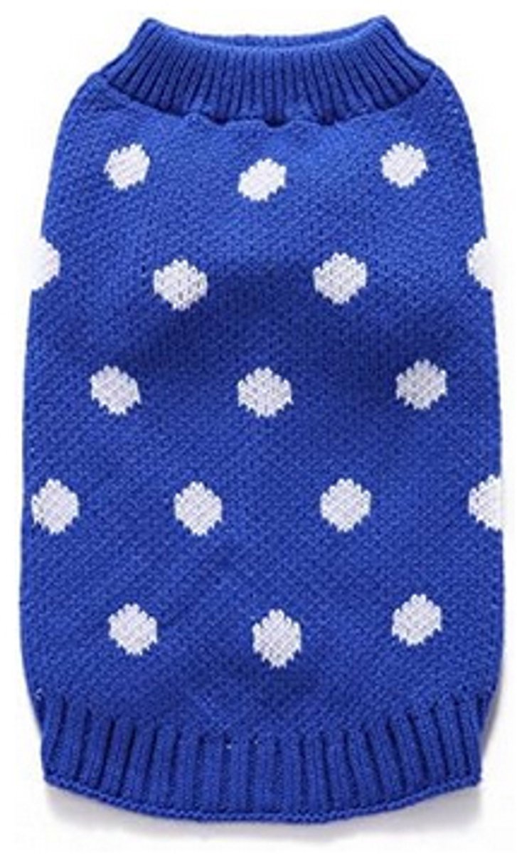 Dog Sweater - Classic Dog Sweater - Polka Dot Knit Sweater - Dog Coat - Puppy Clothes - Autumn and Winter Dog Clothes - Blue - Size L - Perfect for Small Dogs - Medium-Sized Dogs - Party Clothes - Image 3