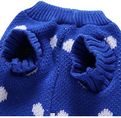 Dog Sweater - Classic Dog Sweater - Polka Dot Knit Sweater - Dog Coat - Puppy Clothes - Autumn and Winter Dog Clothes - Blue - Size L - Perfect for Small Dogs - Medium-Sized Dogs - Party Clothes - Image 4
