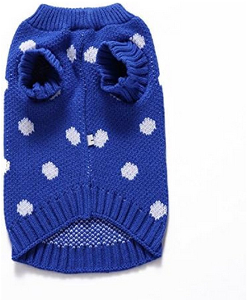 Dog Sweater - Classic Dog Sweater - Polka Dot Knit Sweater - Dog Coat - Puppy Clothes - Autumn and Winter Dog Clothes - Blue - Size L - Perfect for Small Dogs - Medium-Sized Dogs - Party Clothes - Image 6