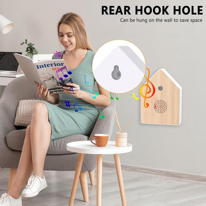 Motion detectors with nature sounds - Wall-mounted housing - Nature sounds - Birdsong - Songs - Suitable for hallways, bathrooms, guest rooms, toilets, and relaxation areas - Solid wood panels - Image 3