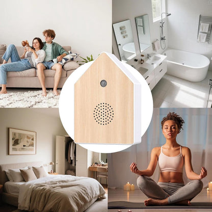 Motion detectors with nature sounds - Wall-mounted housing - Nature sounds - Birdsong - Songs - Suitable for hallways, bathrooms, guest rooms, toilets, and relaxation areas - Solid wood panels - Image 5