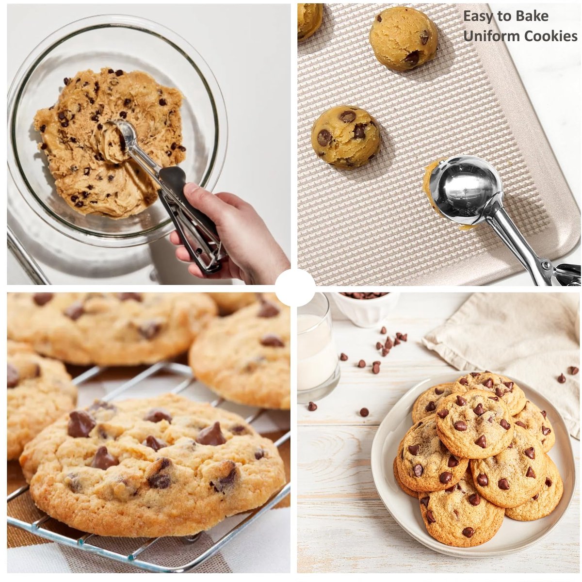 3-Piece Ice Cream Scoop Set - Stainless Steel Ice Cream Scoop - Ball Scoop - With Non-Slip Handle - For Fruit, Cookies, and Frozen Sorbets - Black - Image 6