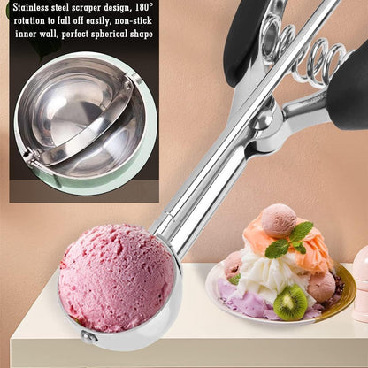 Stainless steel ice cream scoop – Spherical scoop for fruit, cookies and ice cream sorbets - Image 2