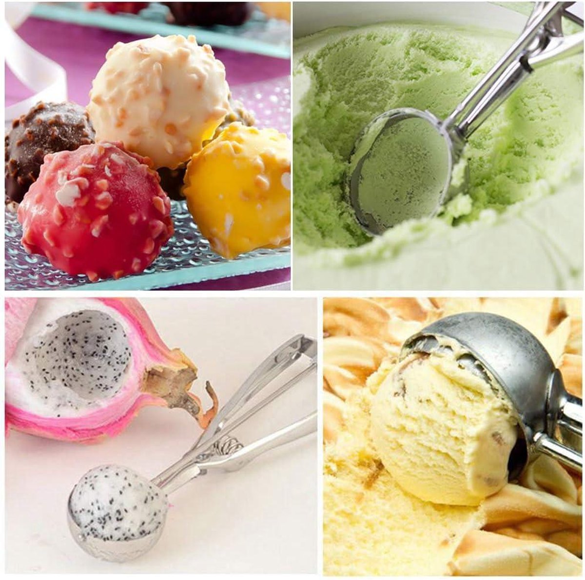 Stainless steel ice cream scoop – Spherical scoop for fruit, cookies and ice cream sorbets - Image 7