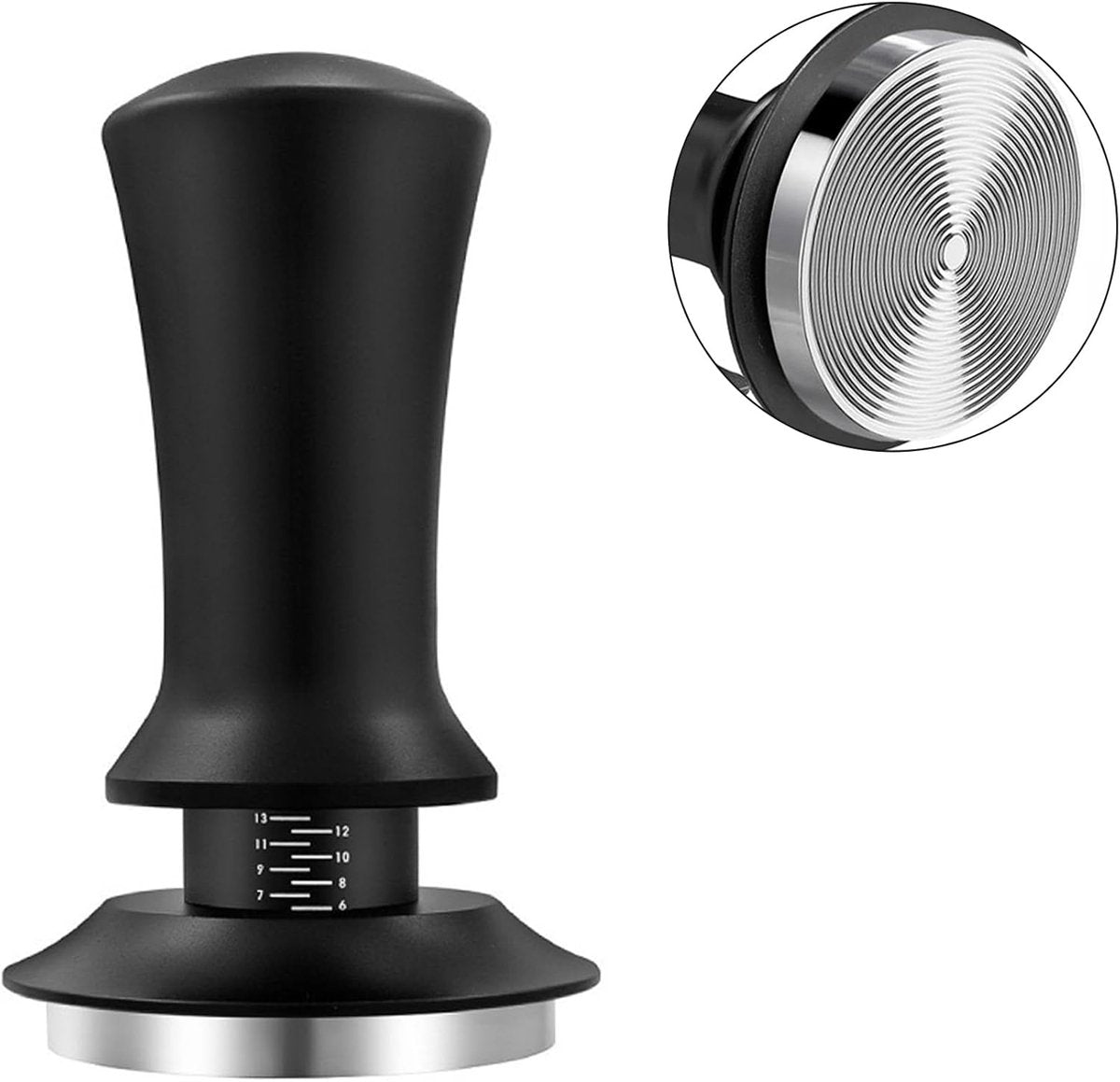 Tamper - Coffee tamper - Espresso tamper - 58 mm espresso tamper - Aluminum and stainless steel espresso tamper - Ergonomic self-leveling tamper - For baristas - Black - Image 6