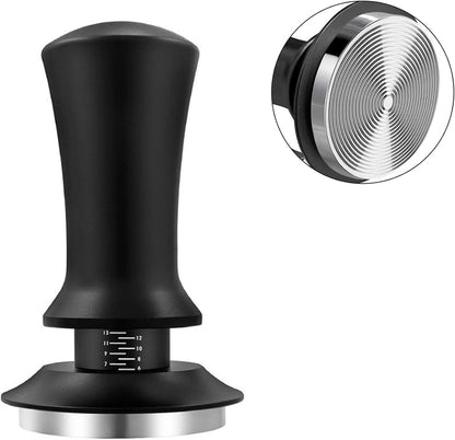 Tamper - Coffee tamper - Espresso tamper - 58 mm espresso tamper - Aluminum and stainless steel espresso tamper - Ergonomic self-leveling tamper - For baristas - Black - Image 6